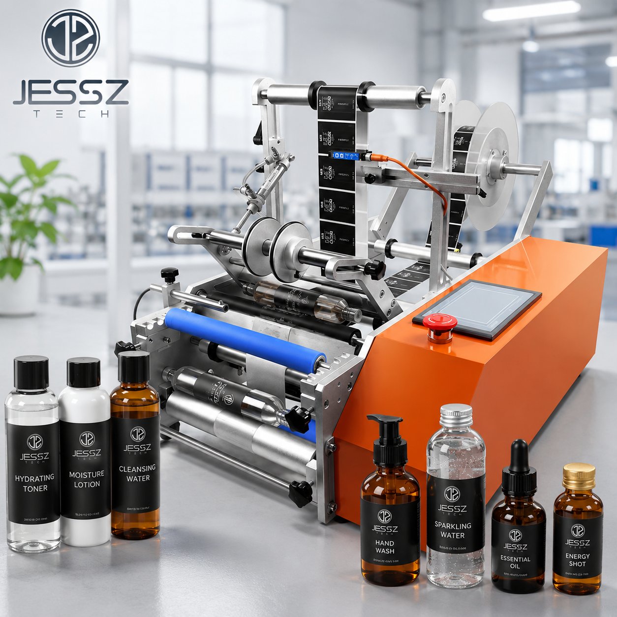 CJ-200T Semi-Automatic Round Bottle Labeling Machine – Up to 200 mm Label Width